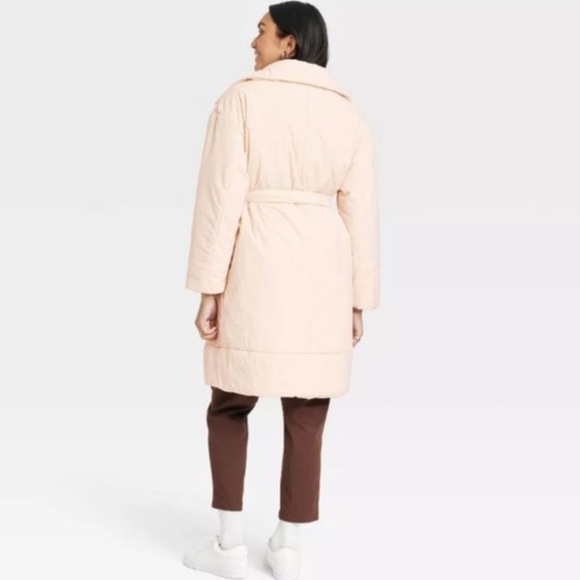 A New Day NWT Tie Waist Cream Blush Water Resistant Coat Size small - Picture 3 of 6